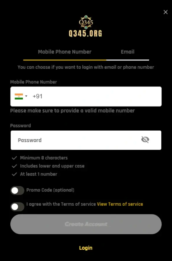 q345 register and login